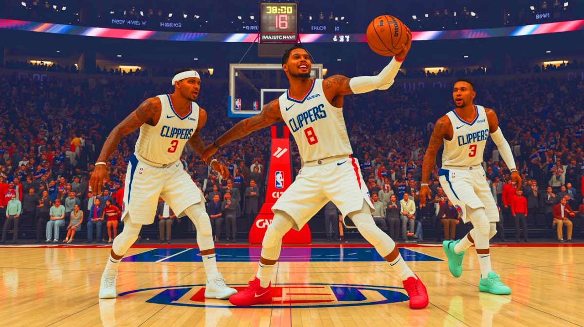 Illustration of the LA Clippers' strategic offseason moves and potential reunion with Chris Paul, created by artificial intelligence.