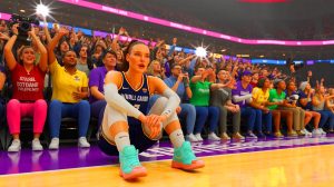 Illustration of Caitlin Clark attending the WNBA All-Star weekend in Indianapolis, generated by artificial intelligence.
