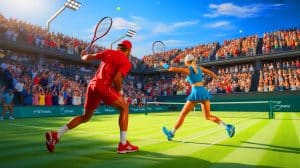 Illustration of Cameron Norrie and Naomi Osaka competing at the Canadian Open.