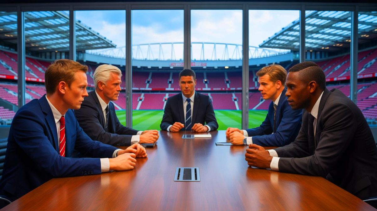 Illustration of Benjamin Sesko in a potential transfer scenario involving Manchester United and Newcastle United.