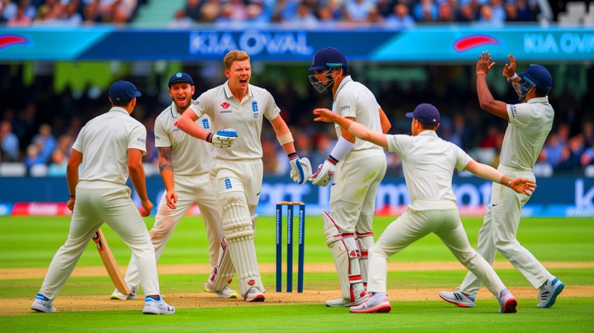 Cricket Chaos: Prasidh Krishna Stunned by Joe Root’s “Big Reaction” as England and India Clash in Fiery Showdown Illustration of a heated exchange between Joe Root and Prasidh Krishna during the fifth Test match between England and India.