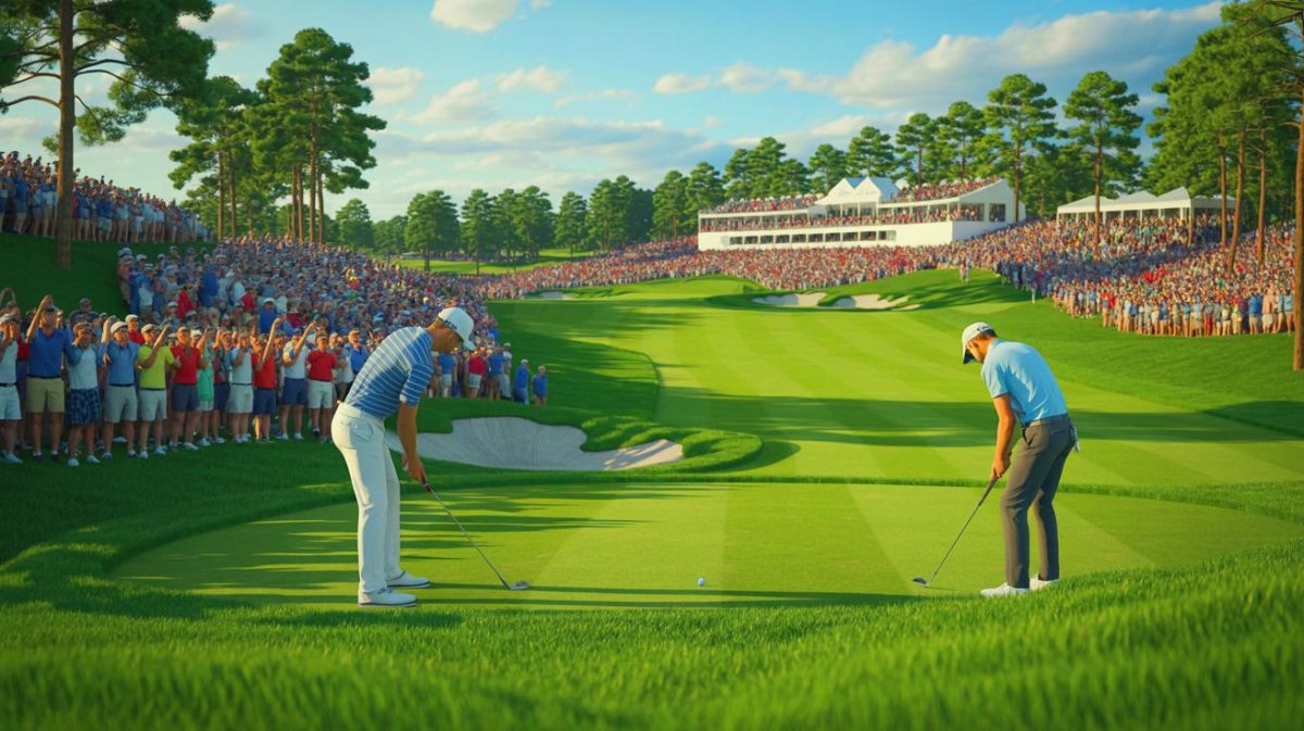 Heart-Pounding Showdown: Scheffler’s Unbelievable Surge as He Seizes the Lead in Thrilling Golf Finale Illustration of Robert MacIntyre and Scottie Scheffler competing at the BMW Championship.