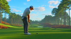 Illustration of Rory McIlroy discussing the new FedExCup Playoffs format at the Tour Championship.