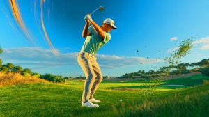 Illustration of Robert MacIntyre leading the BMW Championship during the FedExCup Playoffs.