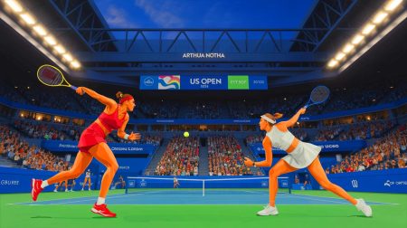 Illustration of Aryna Sabalenka celebrating her US Open victory against Amanda Anisimova.