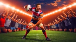 Illustration of Mikey Lewis signing a new five-year contract with Hull KR.