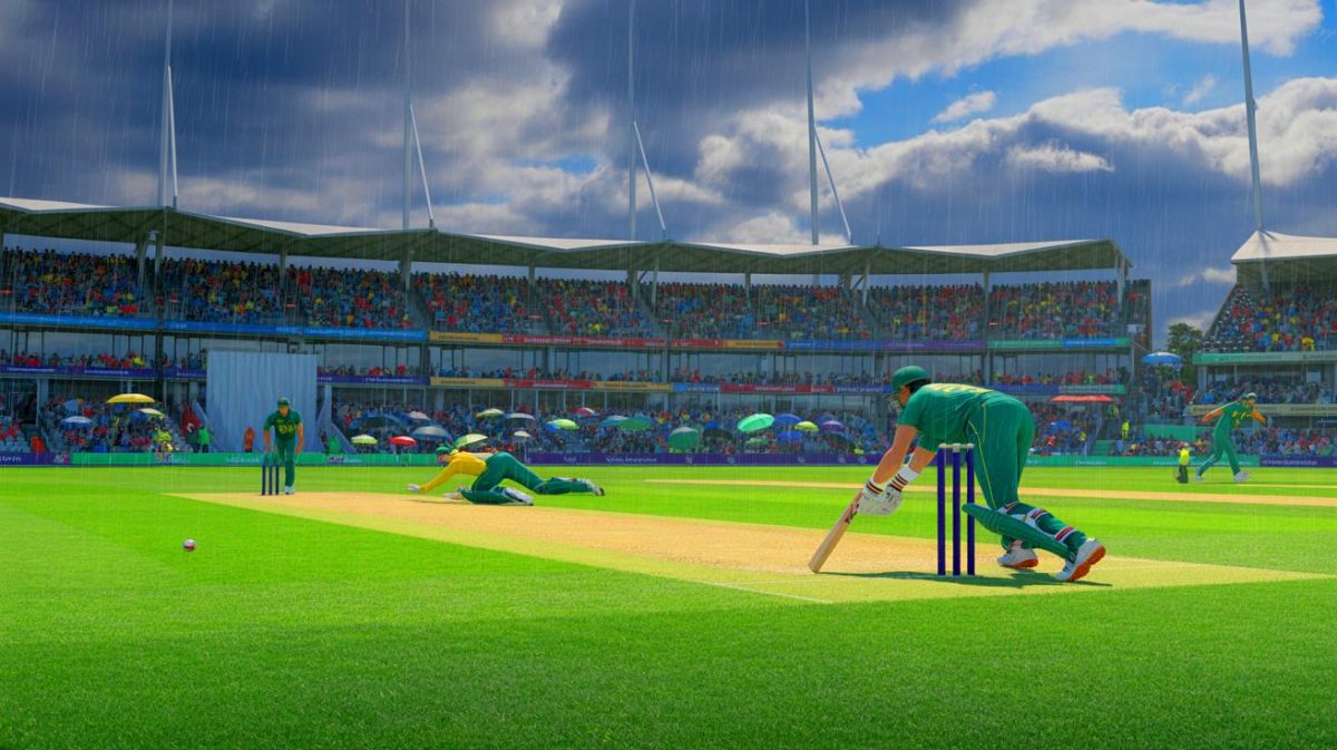 South Africa Shocks England With 14-Run Victory: “Unbelievable Comeback in Cardiff’s Rain-Soaked T20I Series Opener” Illustration of the rain-affected T20 cricket match between England and South Africa in Cardiff.