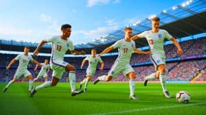 Illustration of England U21 forward Ethan Nwaneri shining against Moldova.