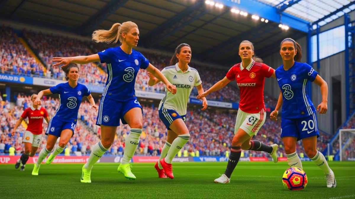 “This Game Keeps You Guessing”: Stunning Twist You Won’t Believe Between Man Utd Women and Chelsea Women Illustration of Aggie Beever-Jones and Maya Le Tissier battling for the ball.
