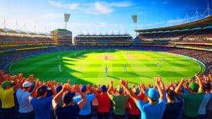 Illustration of England's cricket team preparing for the Ashes series against Australia.