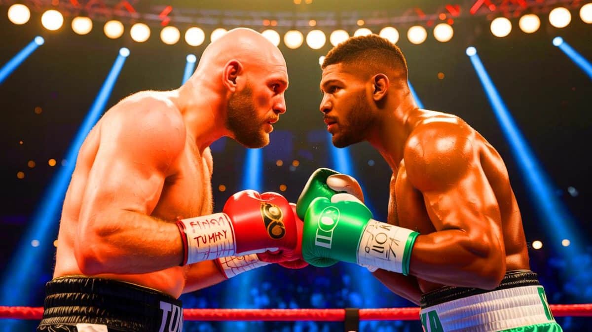 Tyson Fury and Anthony Joshua Clash in 2026 Riyadh Season, Promising an Unforgettable Boxing Spectacle Illustration of Tyson Fury and Anthony Joshua preparing for a highly anticipated boxing showdown in 2026.